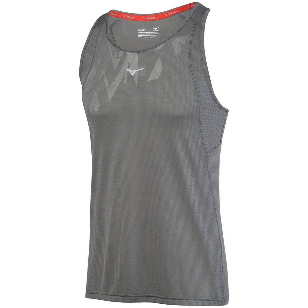 Mizuno Singlet Alpha Vent Férfi Trikó Szürke IWO386195